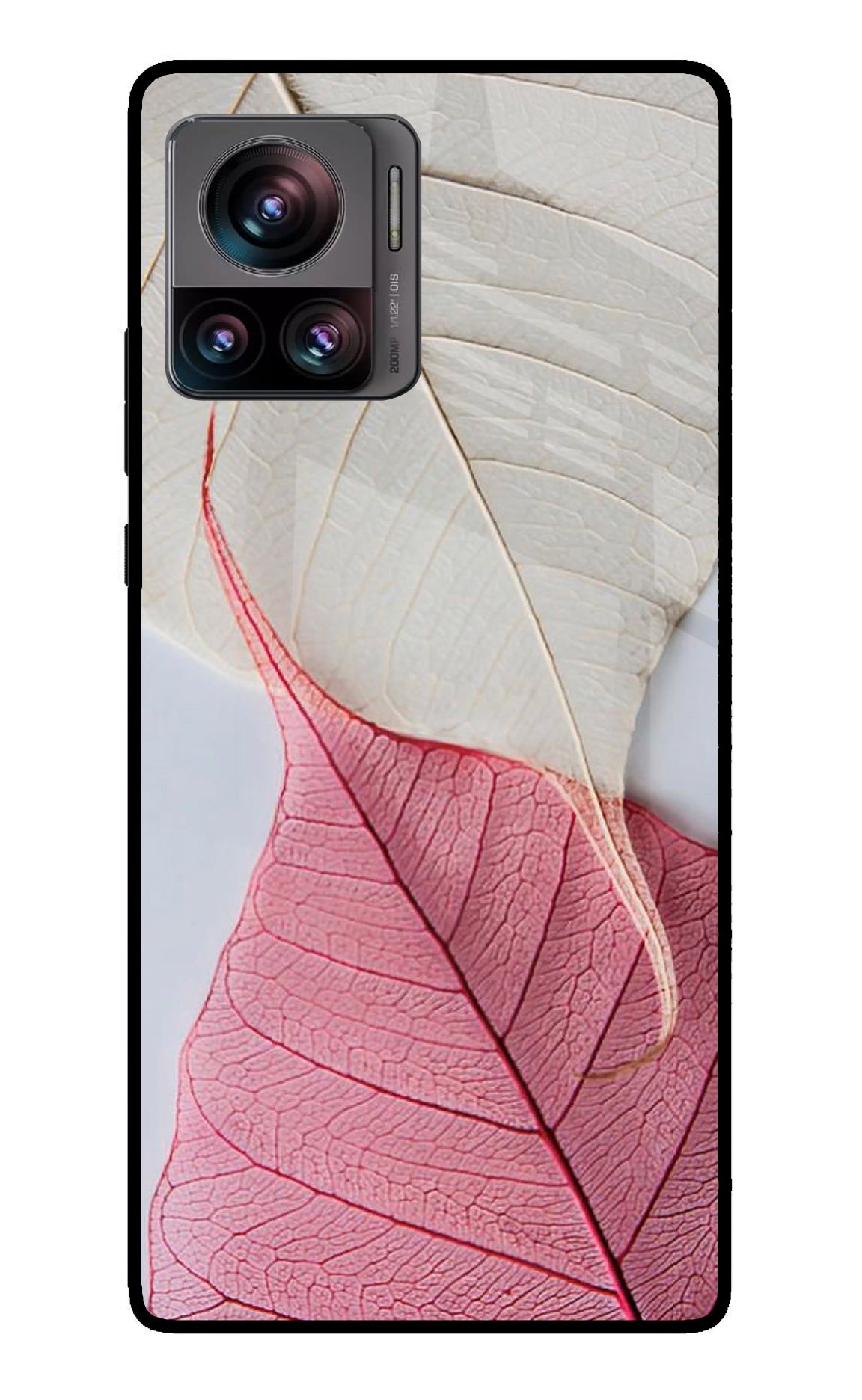 White Pink Leaf Case for Moto Edge 30 Ultra