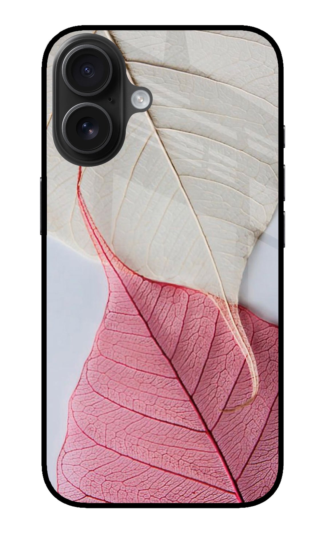 White Pink Leaf Case for iPhone 16