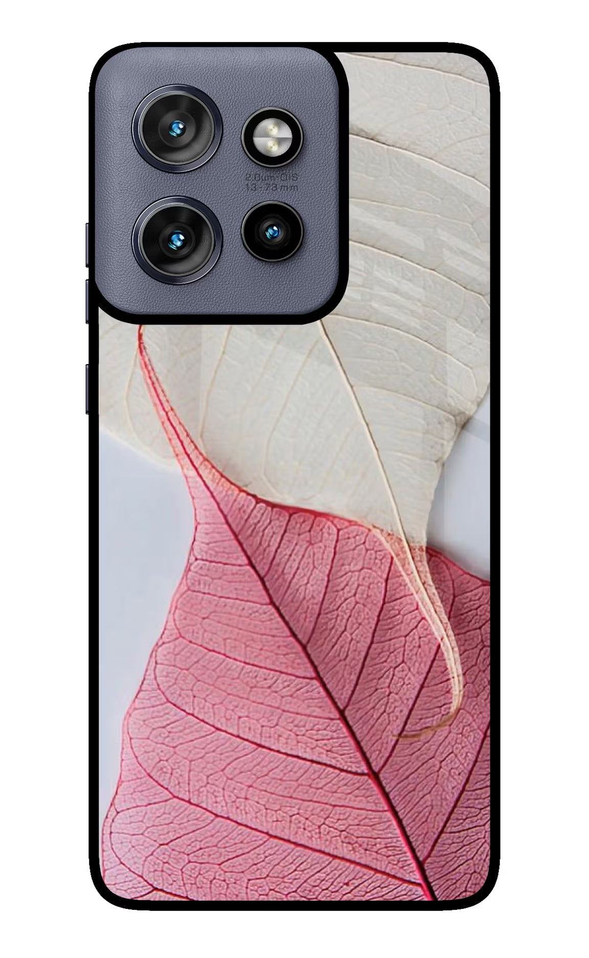 White Pink Leaf Case for Moto Edge 50 Neo by Casekaro
