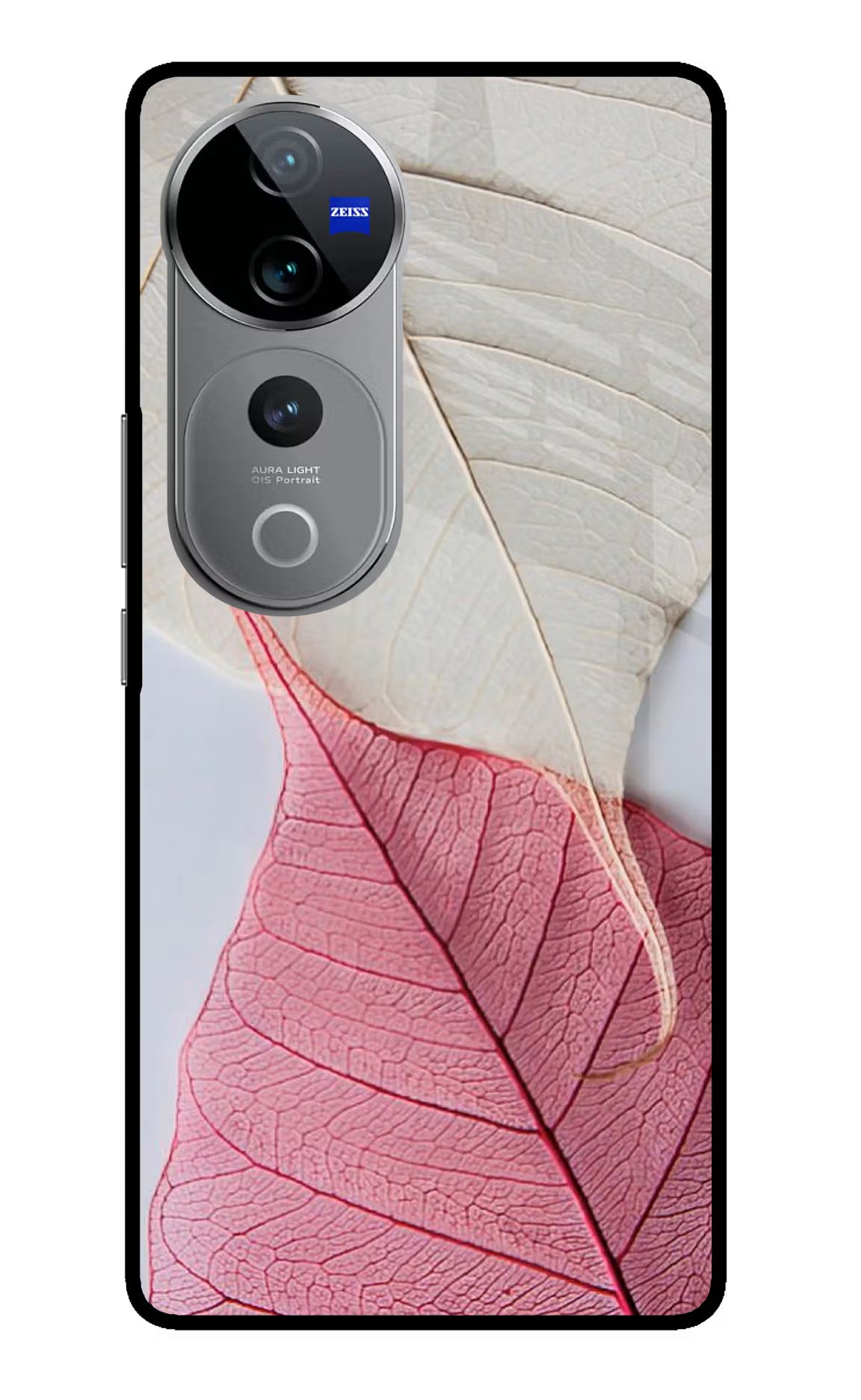 White Pink Leaf Case for Vivo V40 Pro 5G by Casekaro