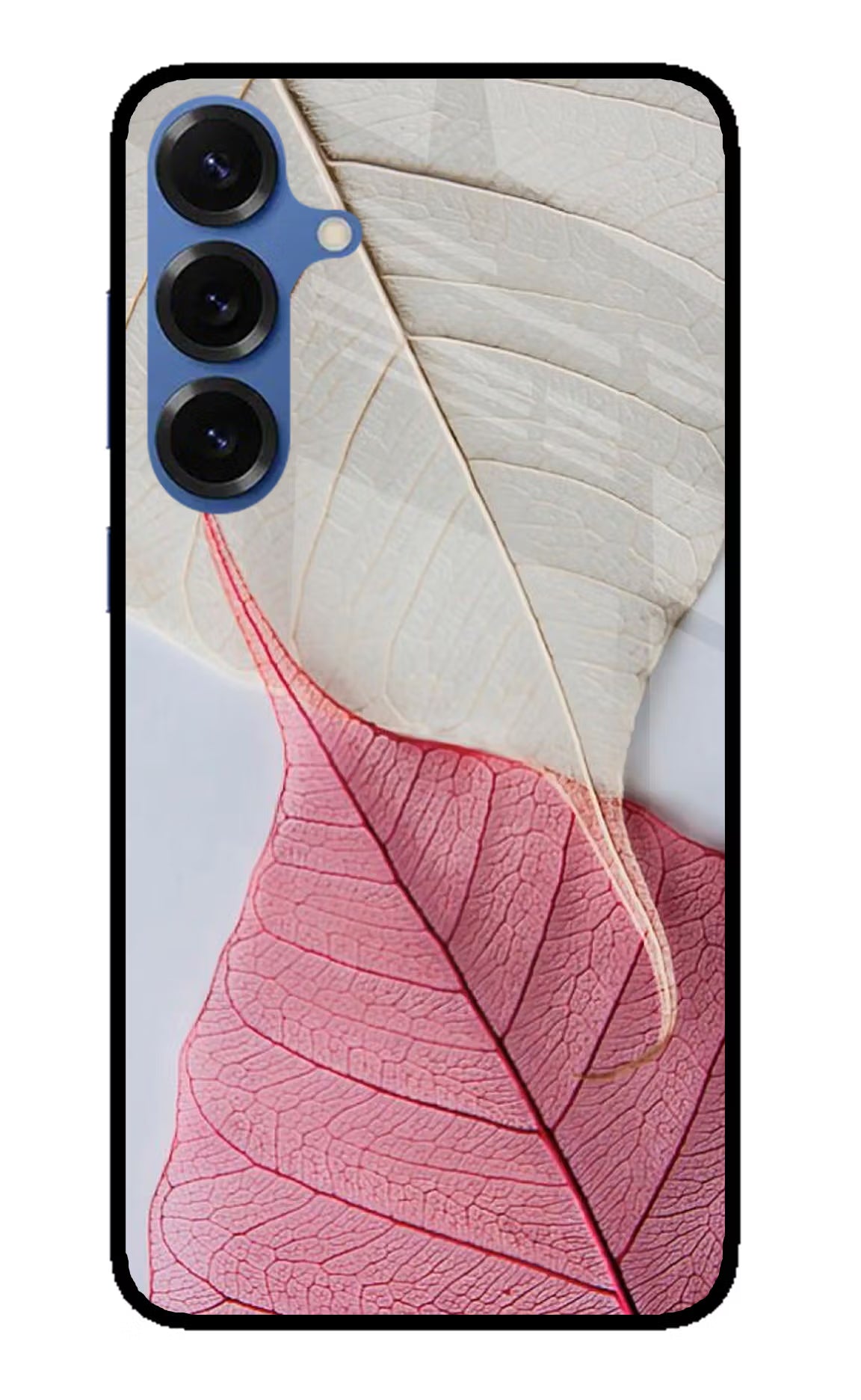 White Pink Leaf Case for Samsung S25 by Casekaro