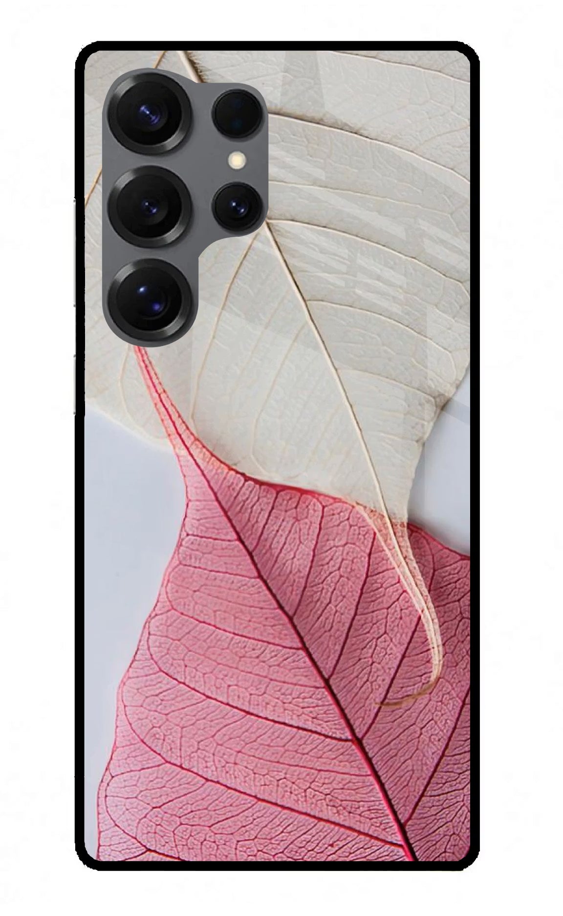 White Pink Leaf Case for Samsung S25 Ultra by Casekaro