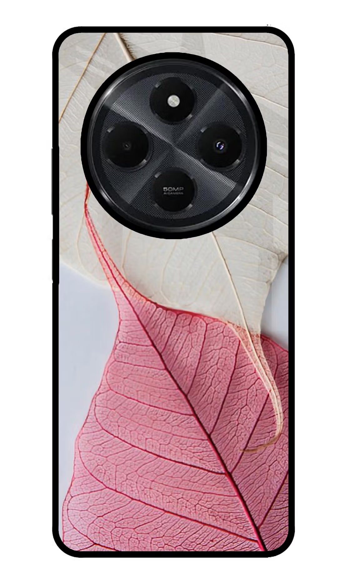 White Pink Leaf Case for Redmi 14C 5G by Casekaro