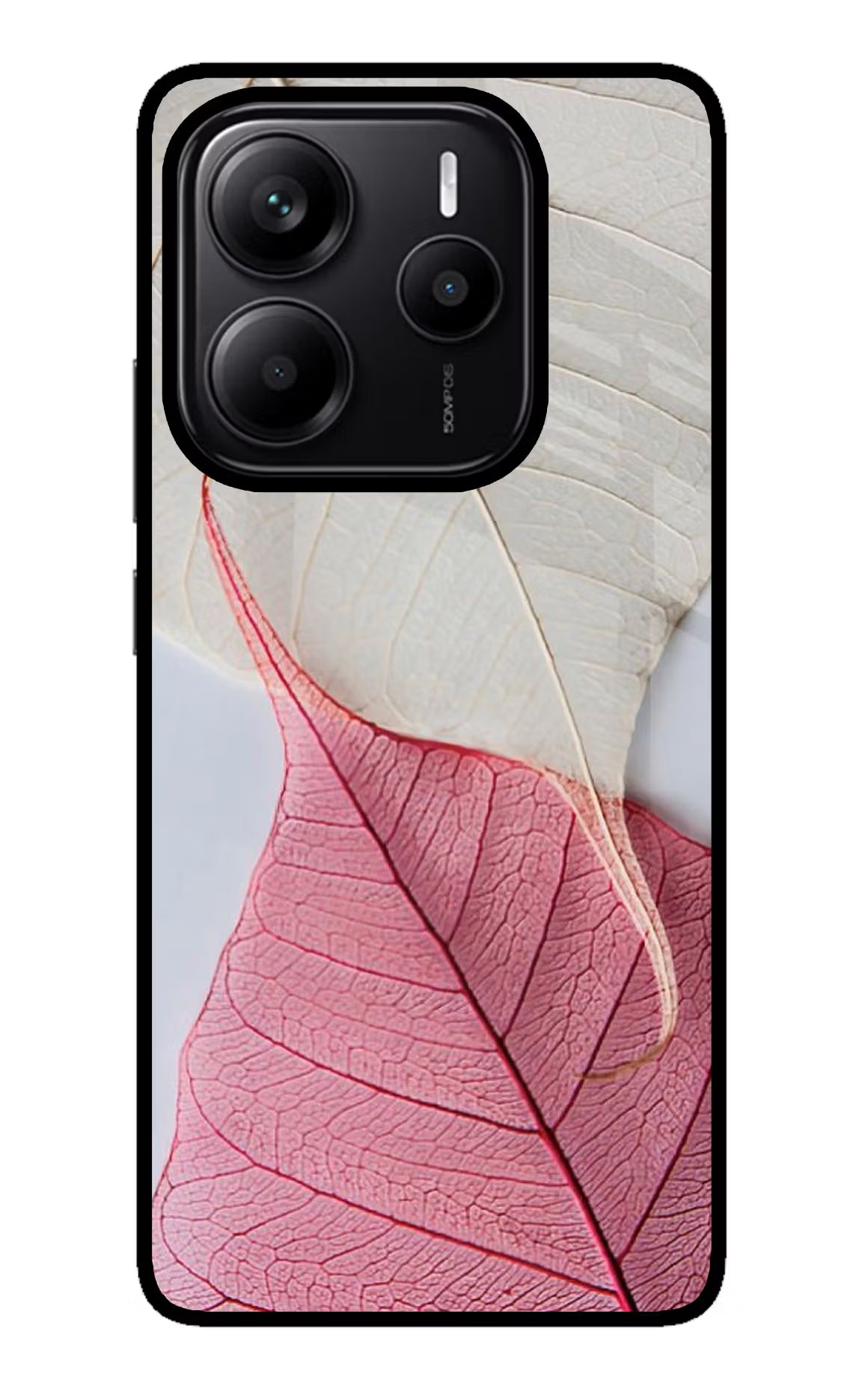 White Pink Leaf Case for Redmi Note 14 5G by Casekaro