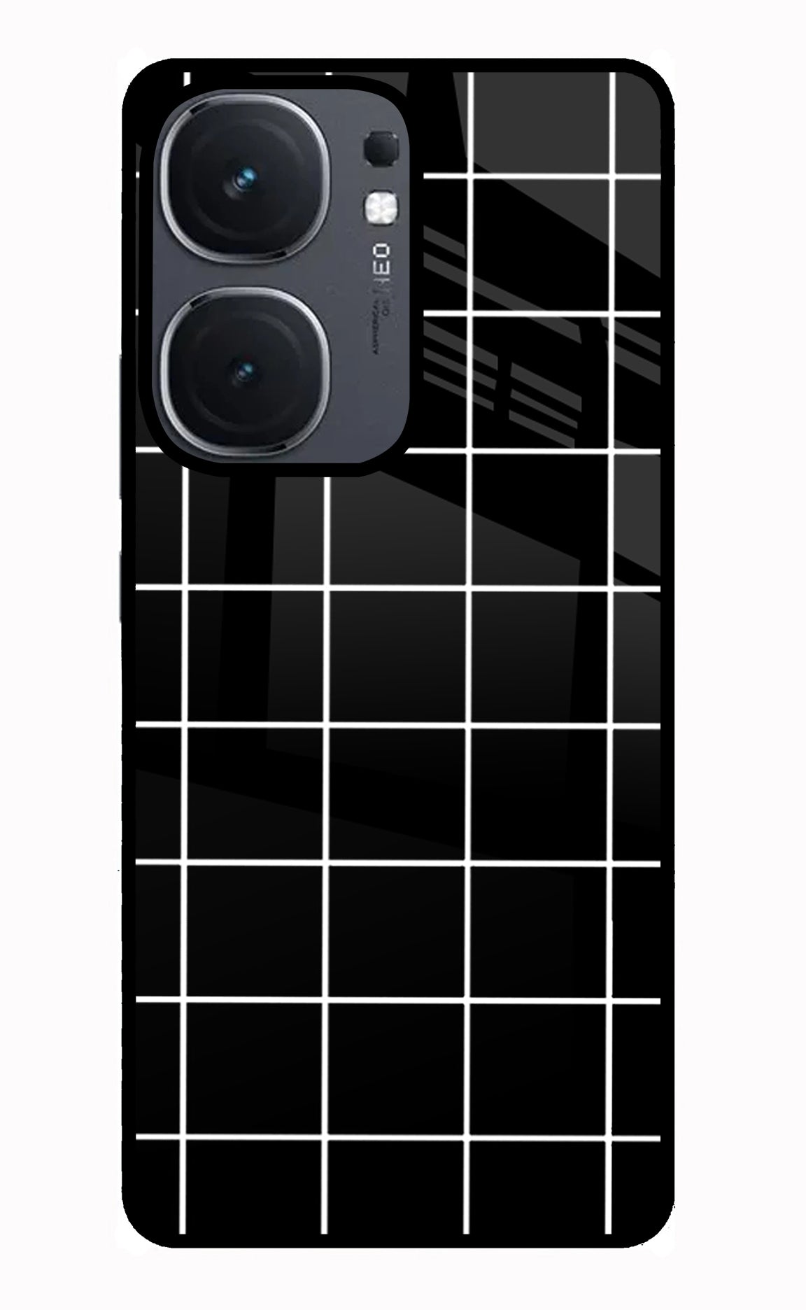 White Grid IQOO Neo9 Pro Glass Case