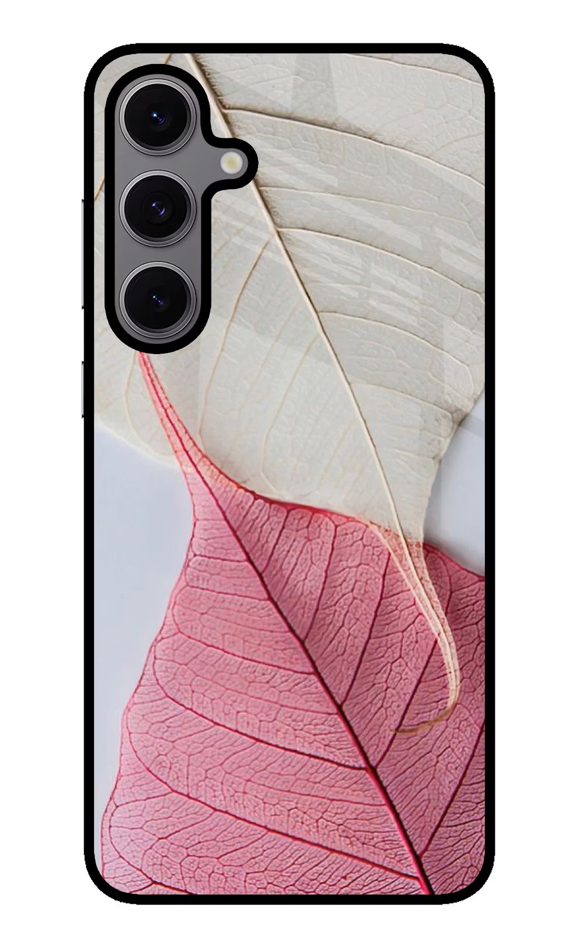 White Pink Leaf Case for Samsung S24 FE 5G by Casekaro