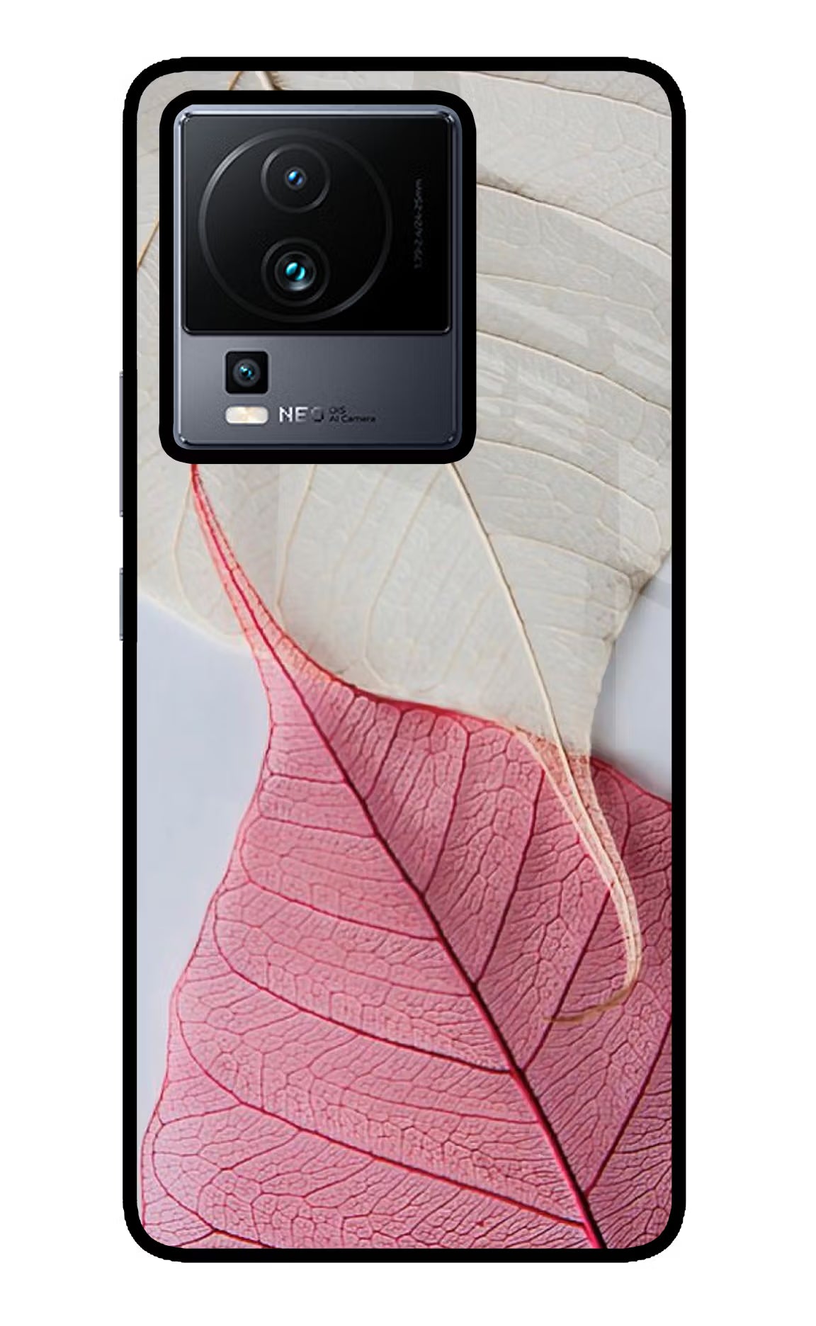 White Pink Leaf Case for iQOO Neo 7 by Casekaro