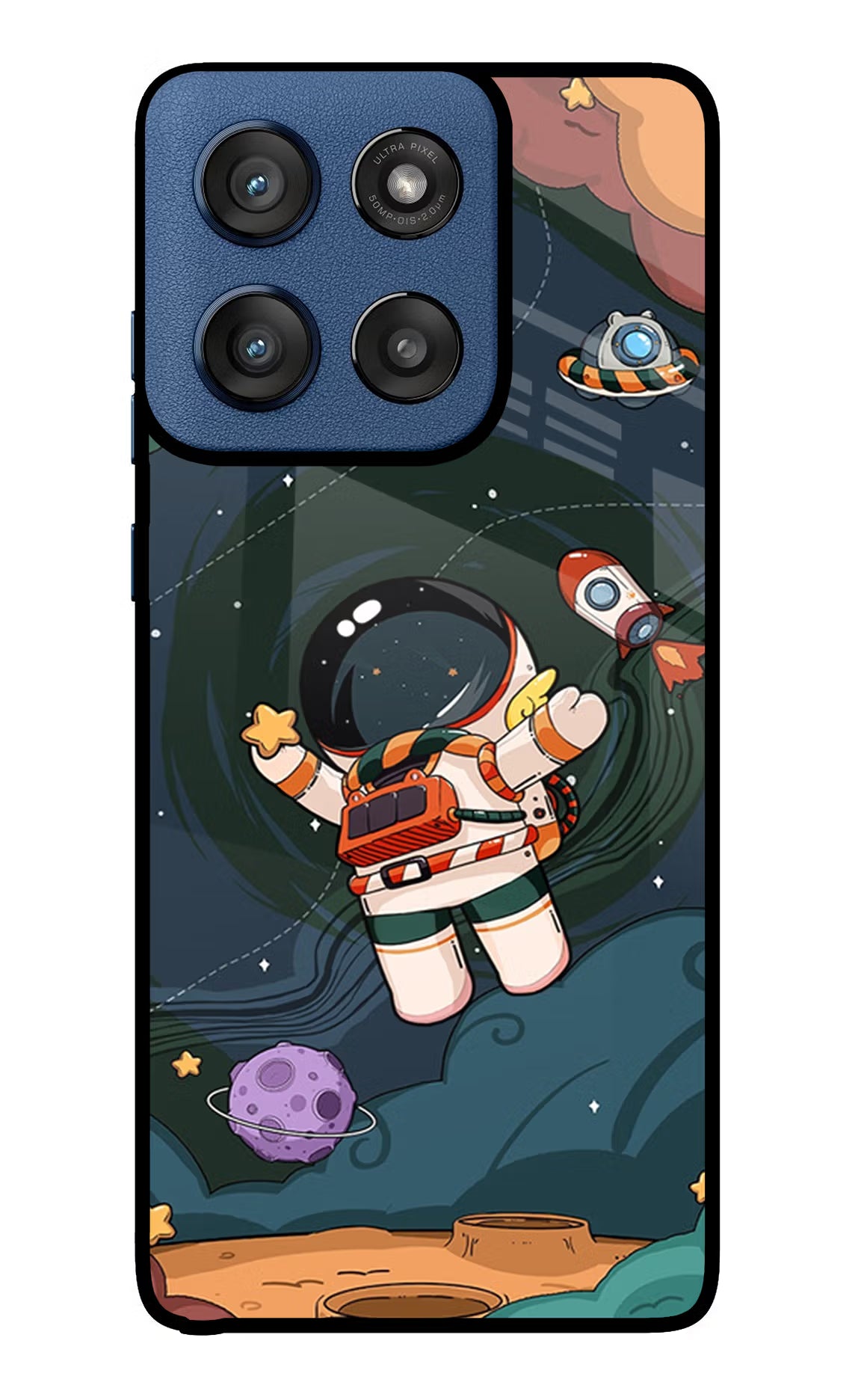Cartoon Astronaut Case for Moto Edge 60 Stylus by Casekaro