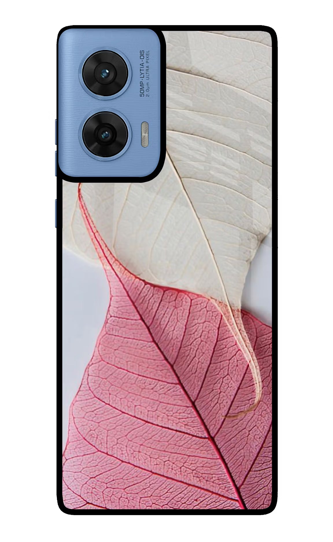 White Pink Leaf Case for Moto G96 5G by Casekaro