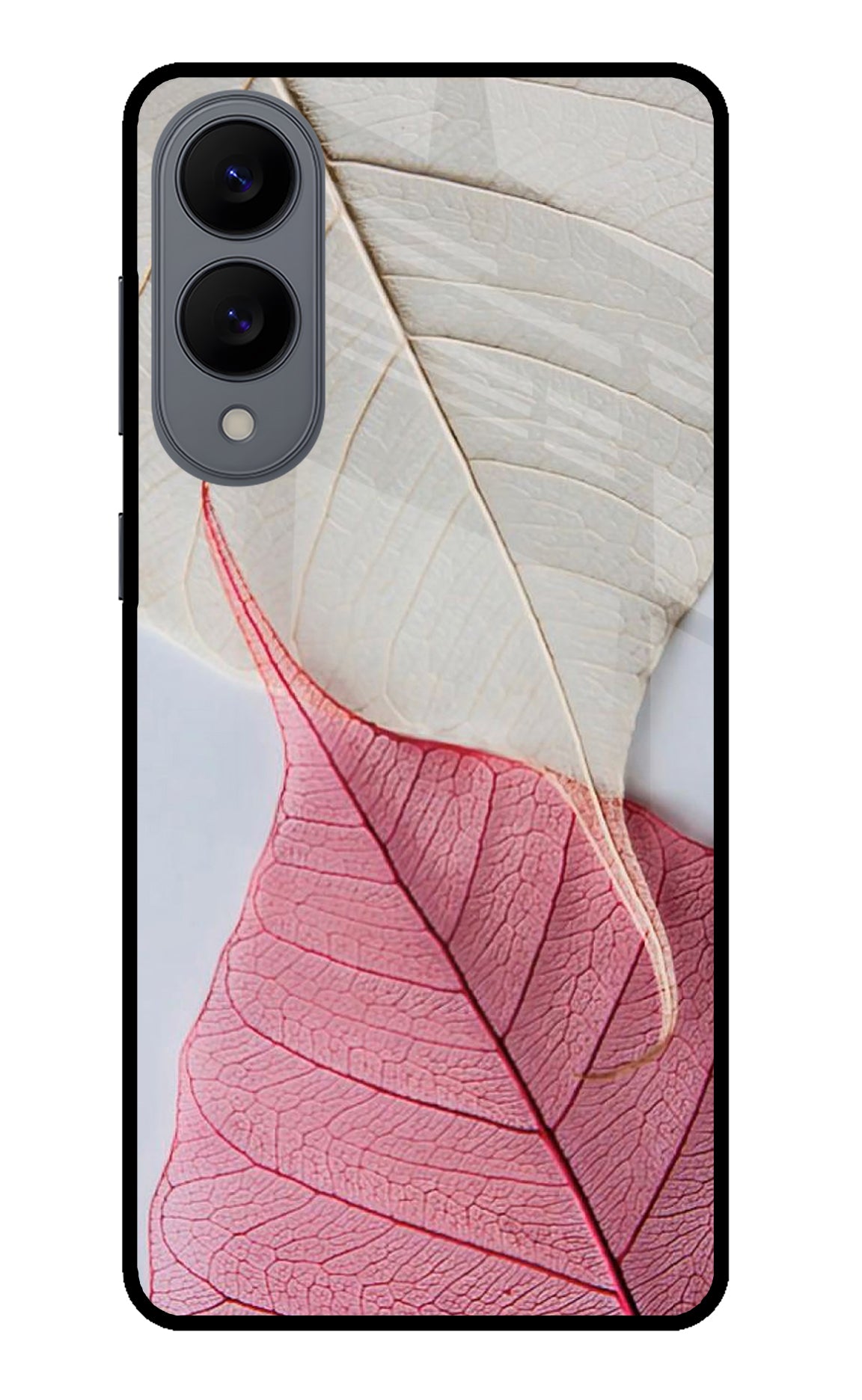 White Pink Leaf Case for Samsung S25 Edge