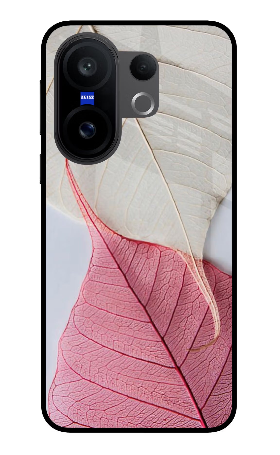 White Pink Leaf Case for Vivo X200 FE by Casekaro