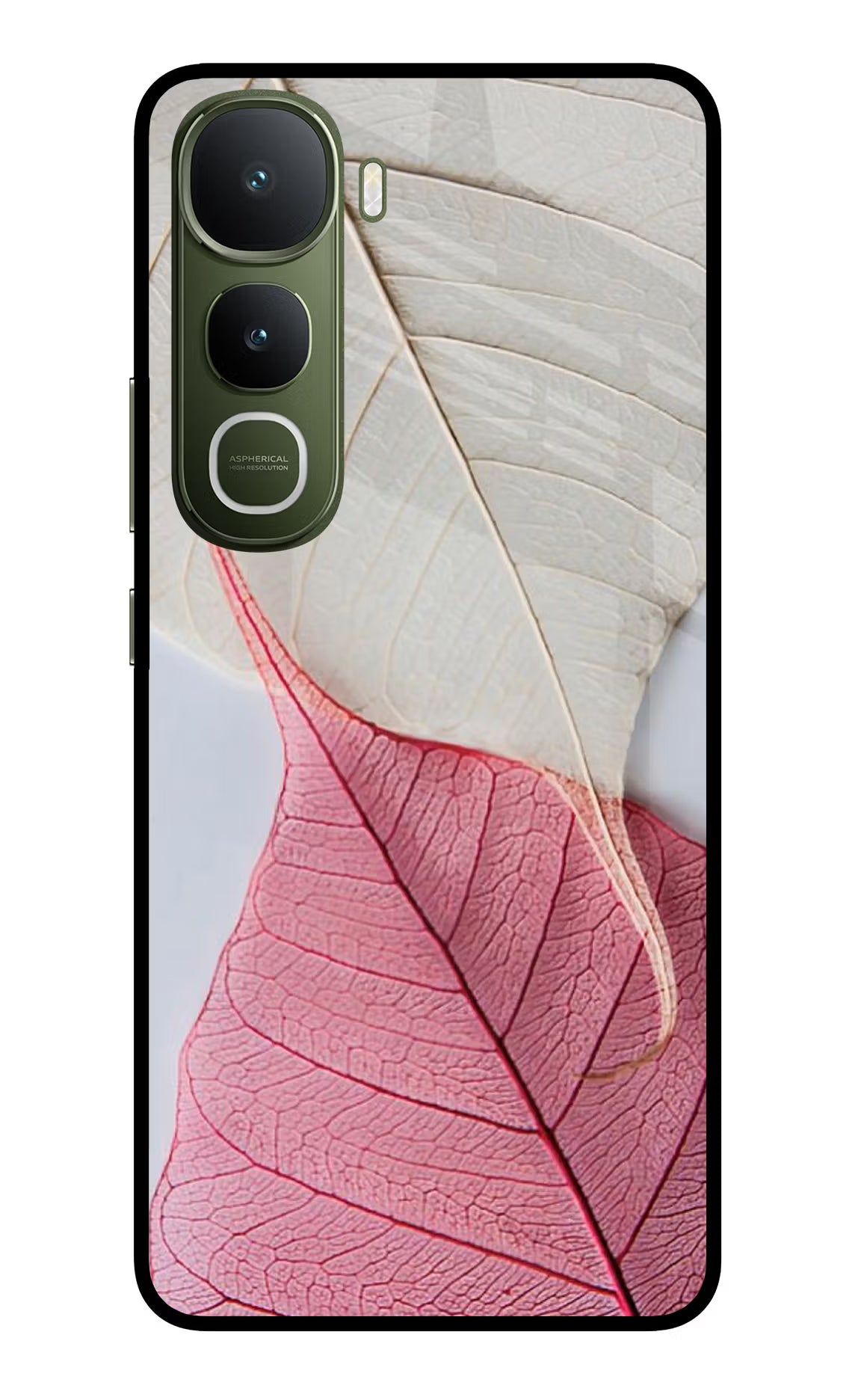 White Pink Leaf Case for Vivo Y400 5G by Casekaro