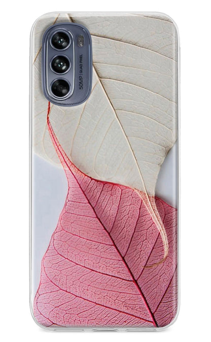 White Pink Leaf Case for Moto G62 5G