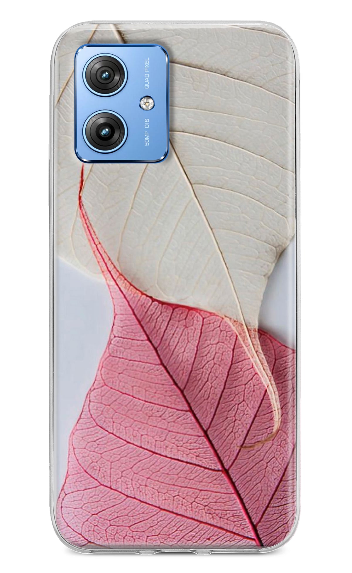 White Pink Leaf Case for Moto G64 5G