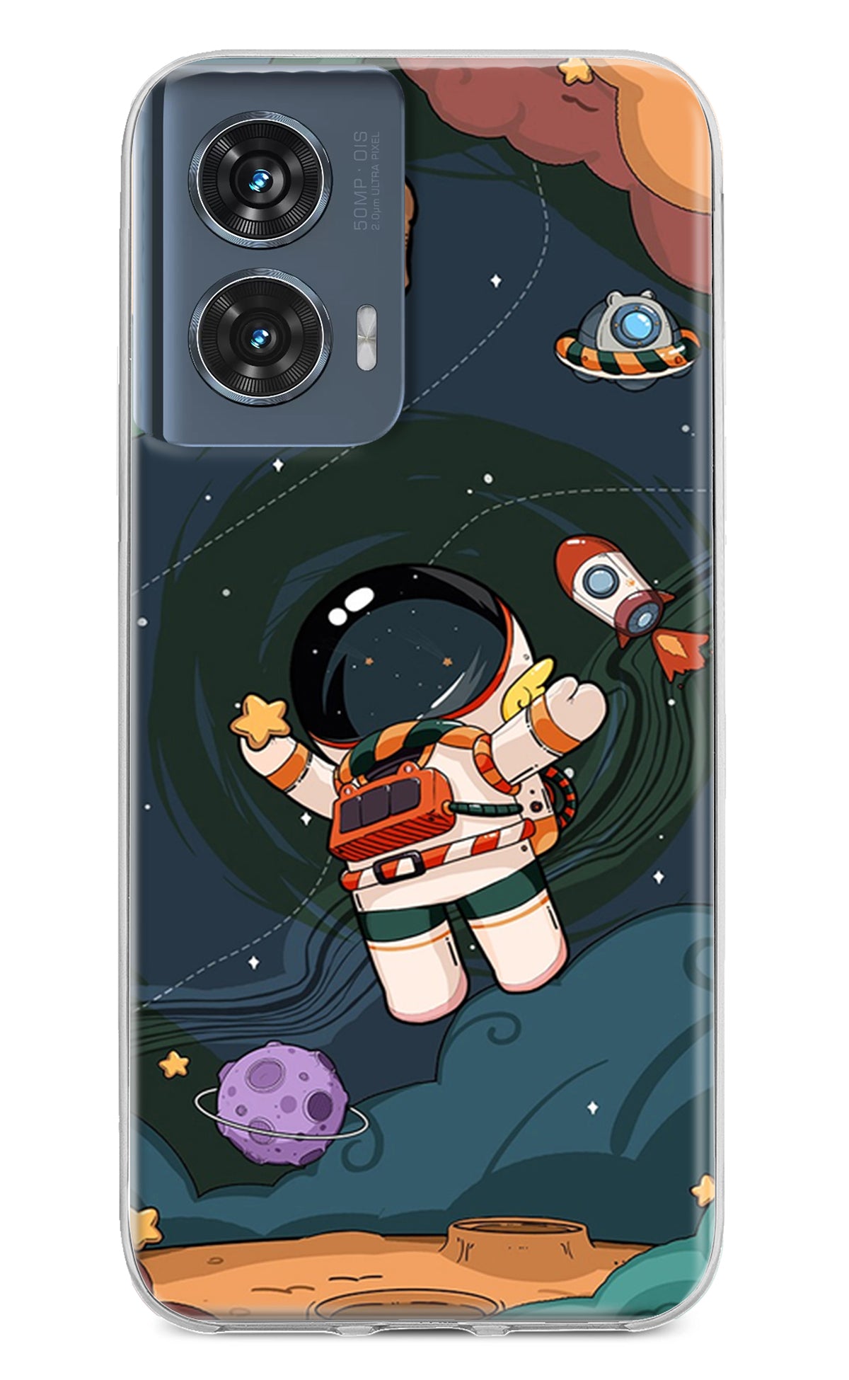 Cartoon Astronaut Case for Moto Edge 50 Fusion