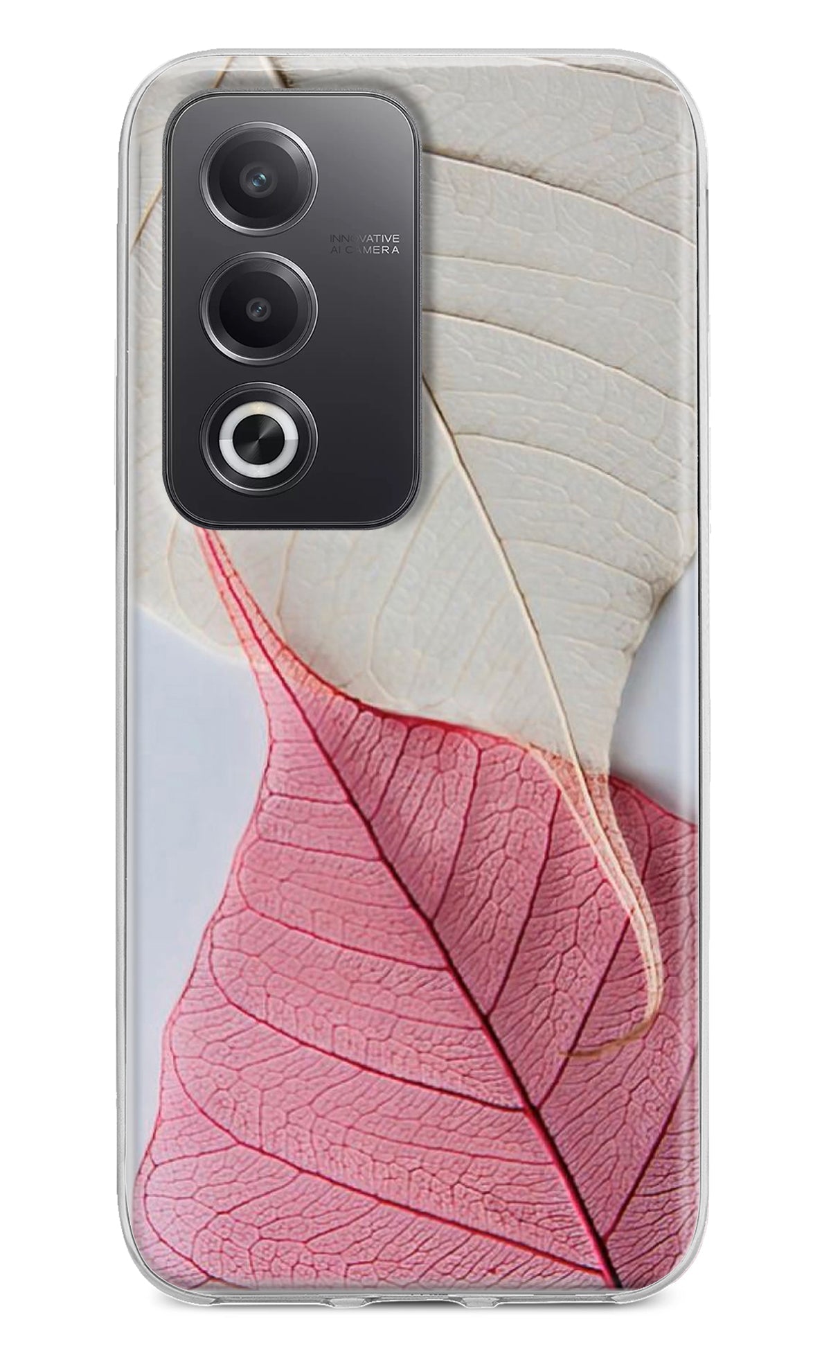 White Pink Leaf Case for Oppo A3 Pro 5G