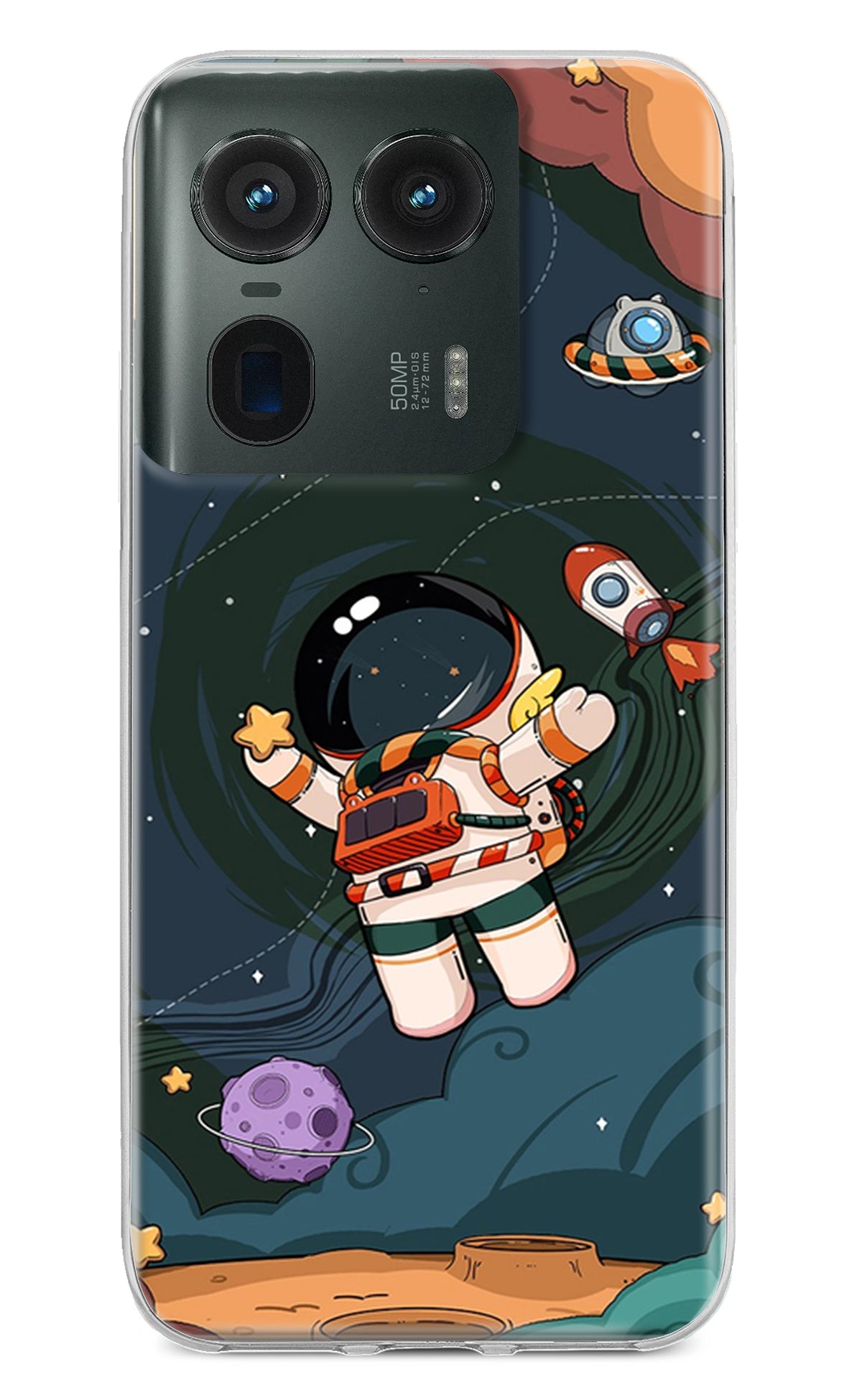 Cartoon Astronaut Case for Moto Edge 50 Ultra 5G