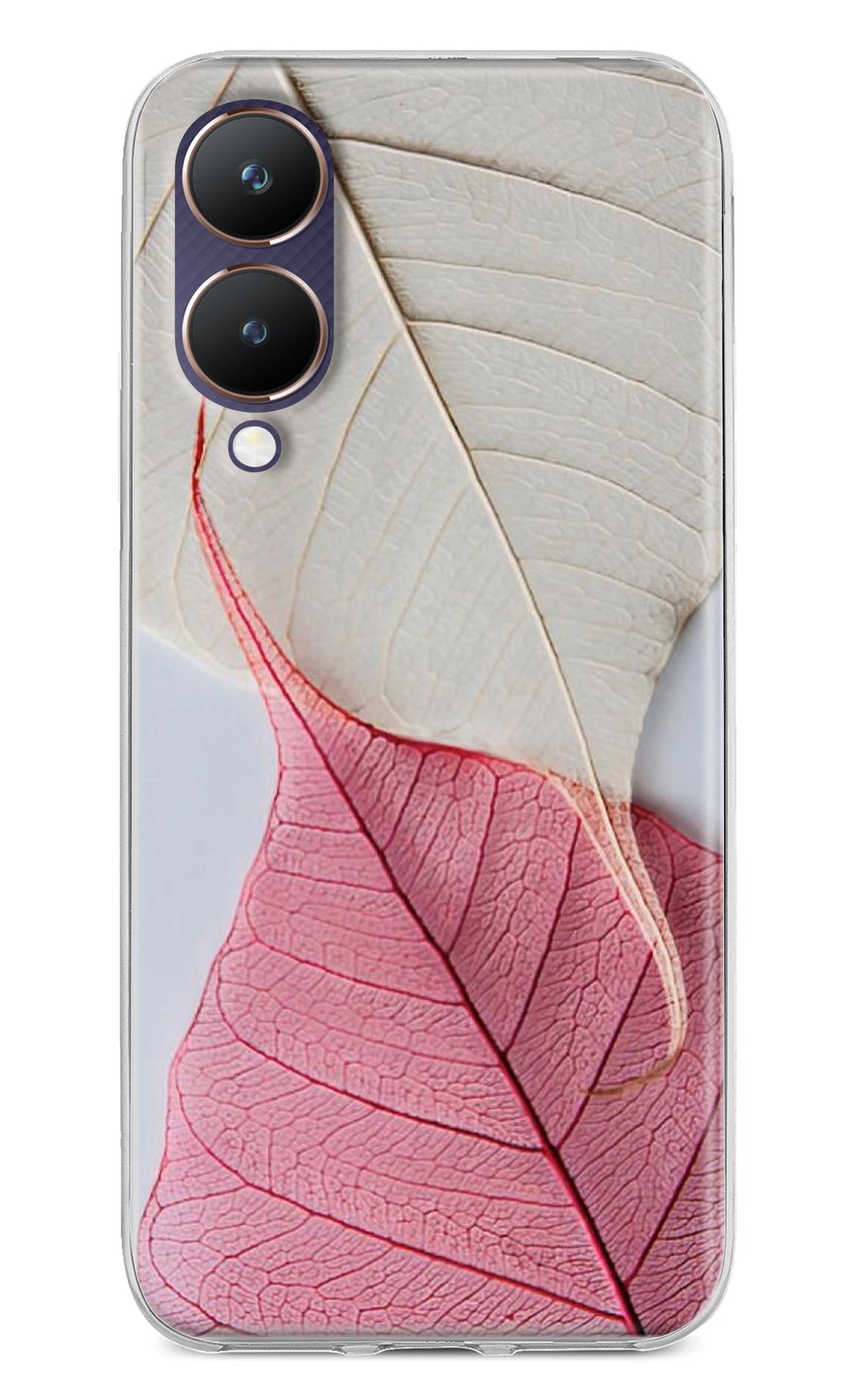 White Pink Leaf Case for Vivo Y28 5G