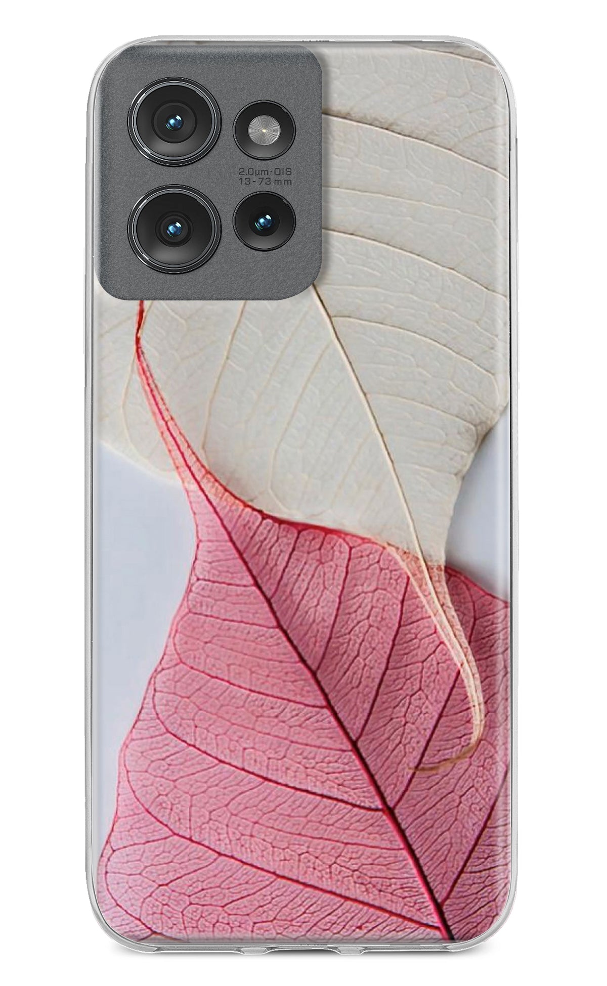 White Pink Leaf Case for Moto Edge 50