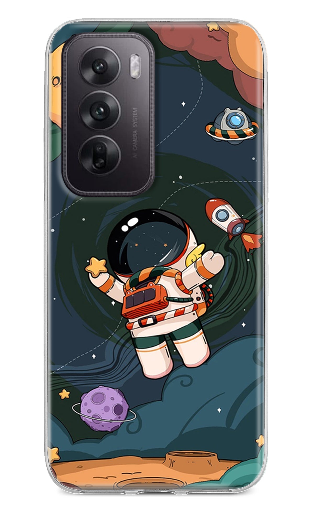 Cartoon Astronaut Case for Oppo Reno12 5G