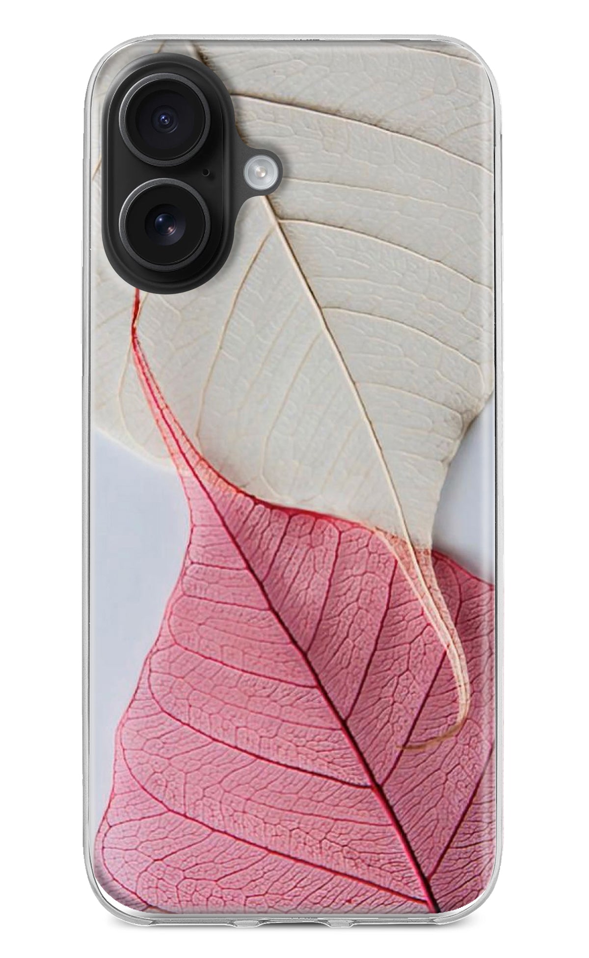 White Pink Leaf Case for iPhone 16